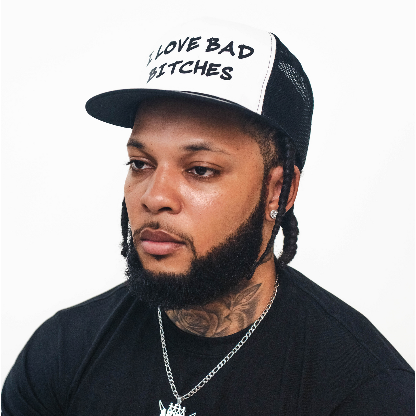 White/Black “I Love Bad Bitches” Trucker Hat