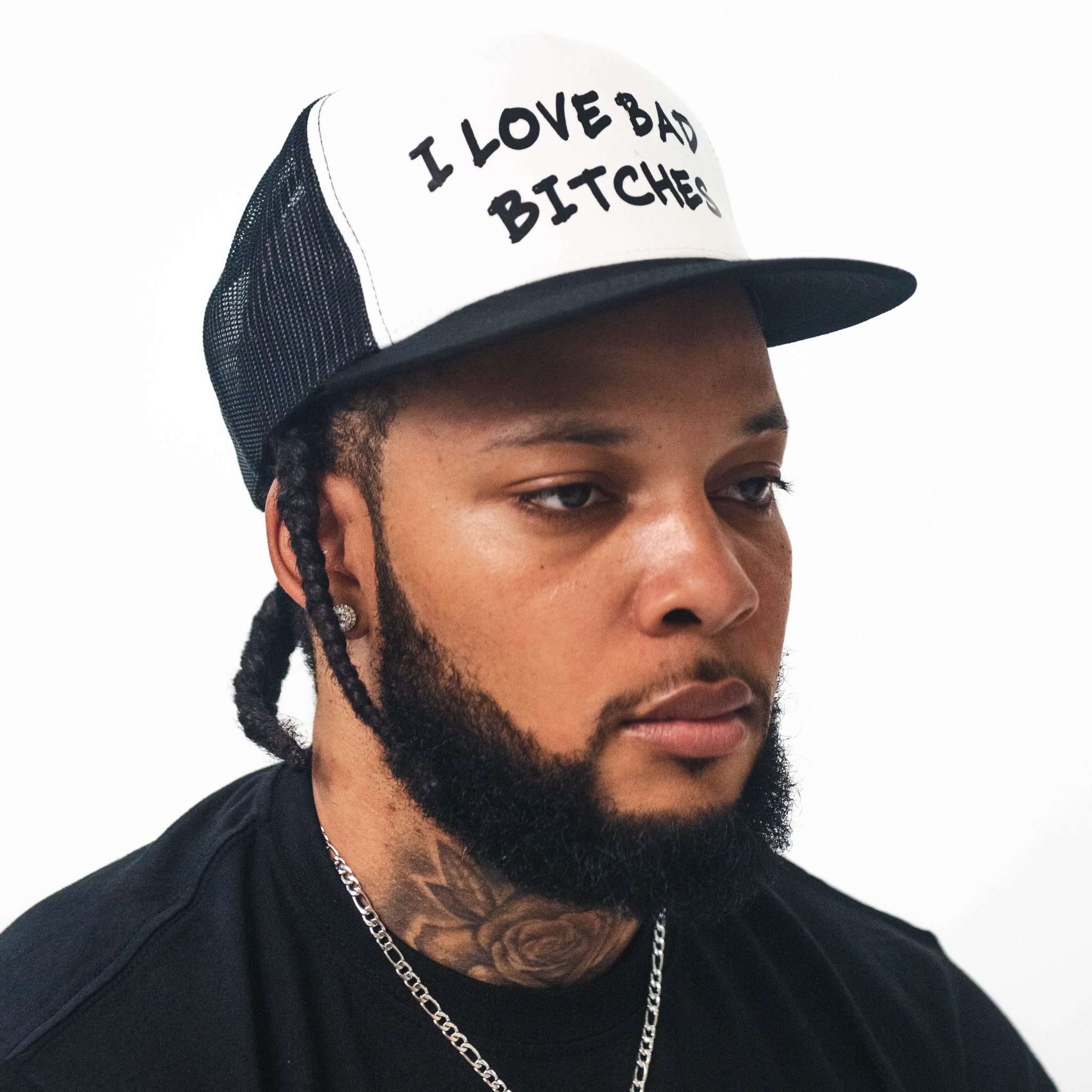 The Limited Edition White/Black  “I Love Bad Bitches” Trucker Hat